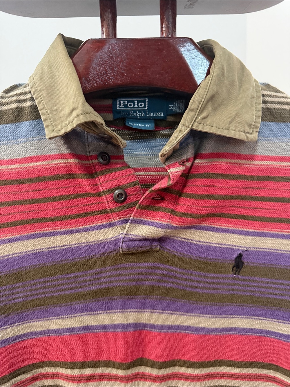 Vintage Ralph Lauren Silver Label Custom Fit Striped Polo.  Sz M - Picture 2 of 8